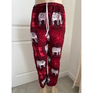 Red Tie Dye Elephant Print Harem Pants Joggers Medium Made in Thailand